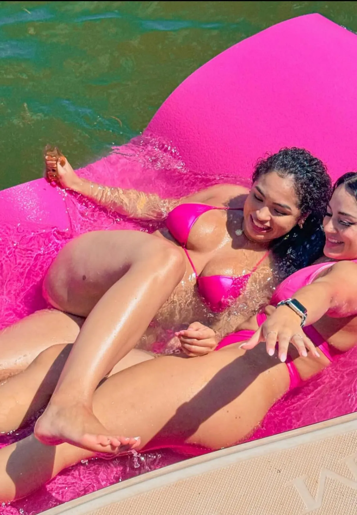 Pink yacht float lounging in Miami